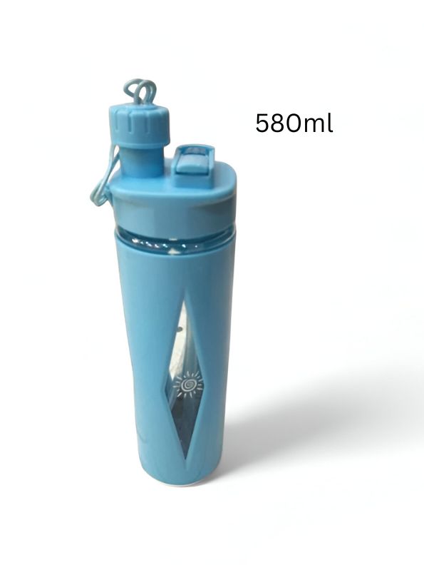 Blue - HydroSip KidsPro – Plastic Water Bottle with Straw and Carry String for School Children & Sports Enthusiasts NOV626.