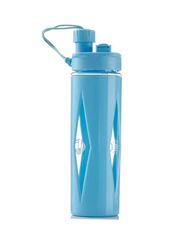 Blue - HydroSip KidsPro – Plastic Water Bottle with Straw and Carry String for School Children & Sports Enthusiasts NOV626.