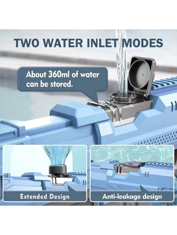 Blue - HydroStrike 600 Automatic Electric Water Gun – 600ML High-Pressure Spray Gun for Summer Fun