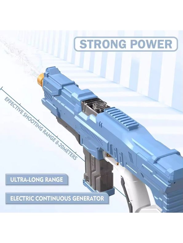 Blue - HydroStrike 600 Automatic Electric Water Gun – 600ML High-Pressure Spray Gun for Summer Fun