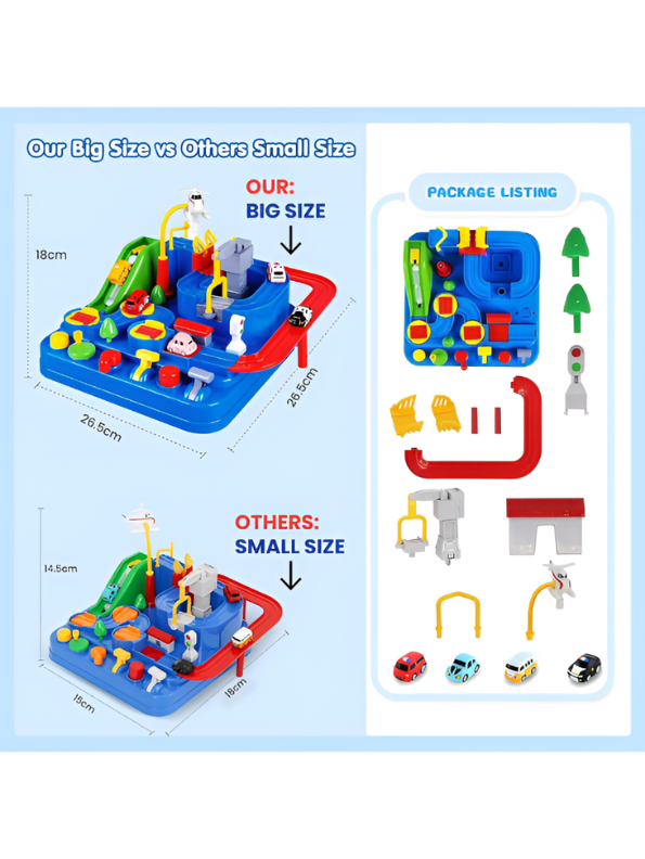 Interactive Car Adventure Rescue Race Track Toy Set | 6-Button Mechanical Educational Puzzle Game for Kids TV5600.