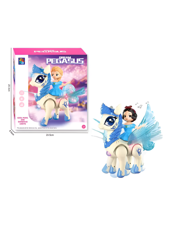 Interactive Princess & Flying Pegasus Toy Set – Walking, Sitting & Standing Electric Magical Unicorn Pony with Lights and Music for Girls TV7392