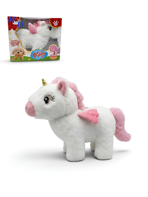 Interactive White Rainbow Unicorn Plush Musical Toy for Kids – Walking Electronic Stuffed Animal with Sound Effects, Motion & Wings | Cute Soft Toy Gift for Toddlers, Girls & Boys TV5752