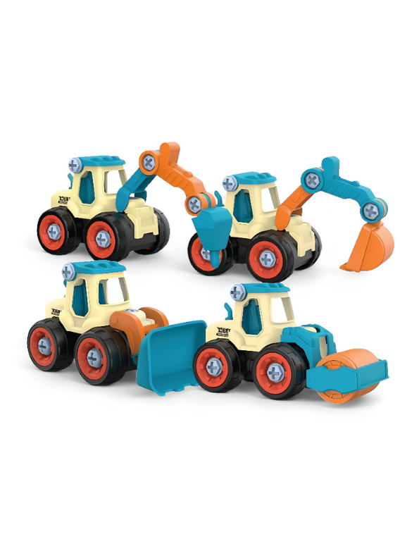 Blue - JCB Excavator Toy Set for Kids – Pack of 4 Construction Vehicles with Screwdriver – Build & Play Trucks for Boys & Girls LMI11185.