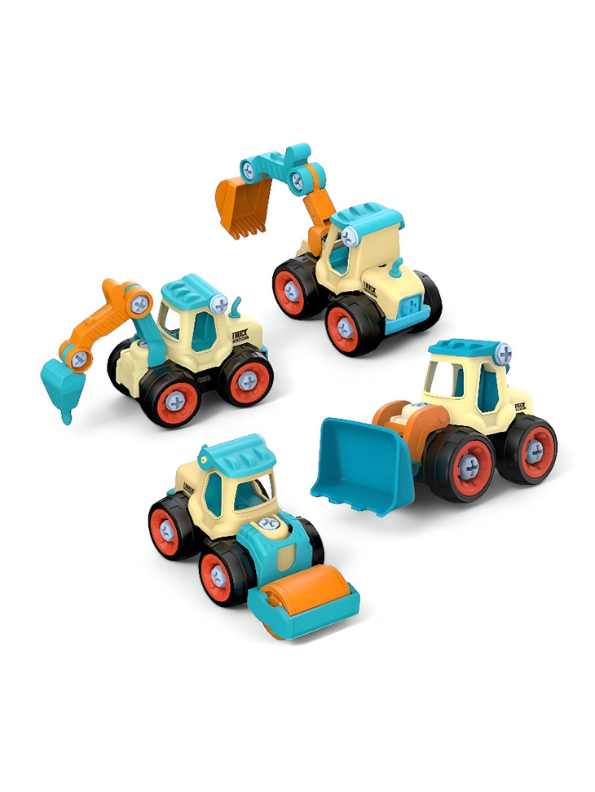 Blue - JCB Excavator Toy Set for Kids – Pack of 4 Construction Vehicles with Screwdriver – Build & Play Trucks for Boys & Girls LMI11185.
