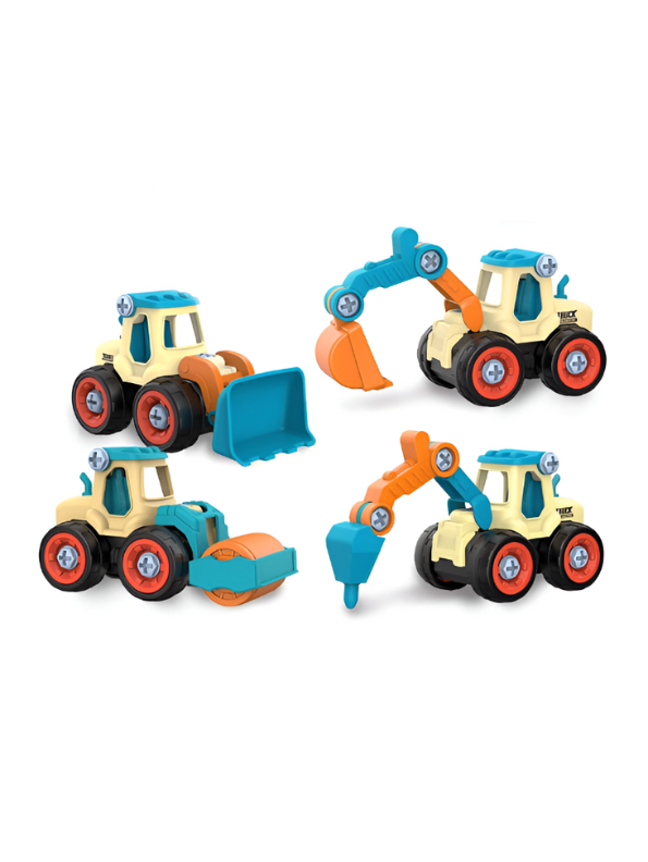 Blue - JCB Excavator Toy Set for Kids – Pack of 4 Construction Vehicles with Screwdriver – Build & Play Trucks for Boys & Girls LMI11185.