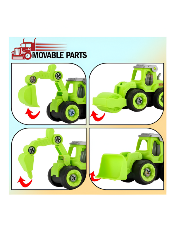 Green - JCB Excavator Toy Set for Kids – Pack of 4 Construction Vehicles with Screwdriver – Build & Play Trucks for Boys & Girls LMI11185.