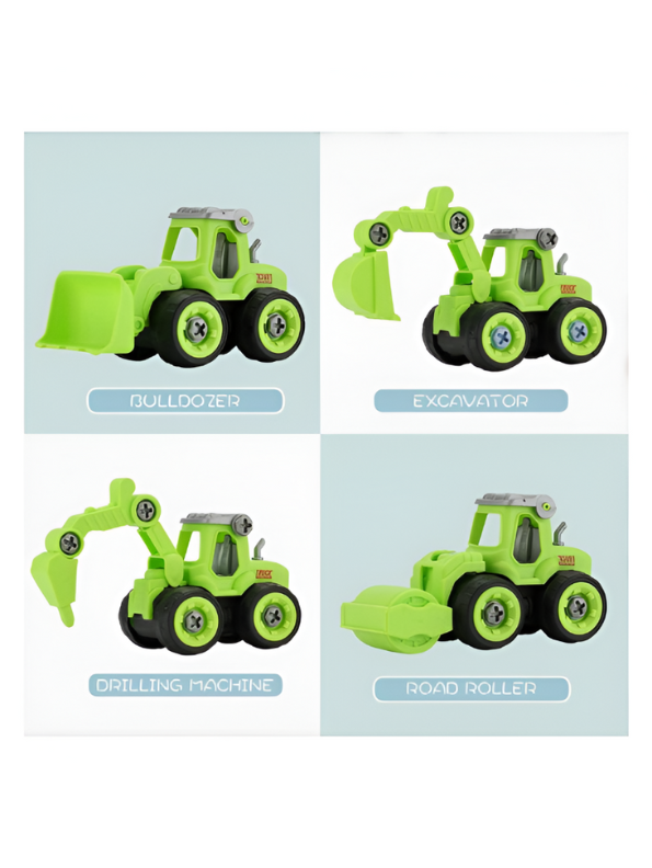 Green - JCB Excavator Toy Set for Kids – Pack of 4 Construction Vehicles with Screwdriver – Build & Play Trucks for Boys & Girls LMI11185.