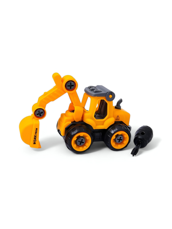 JCB Excavator Toy Set for Kids – Inspired Pack of 4 Construction Vehicles with Screwdriver – Build & Play Trucks for Boys & Girls LMI11185.