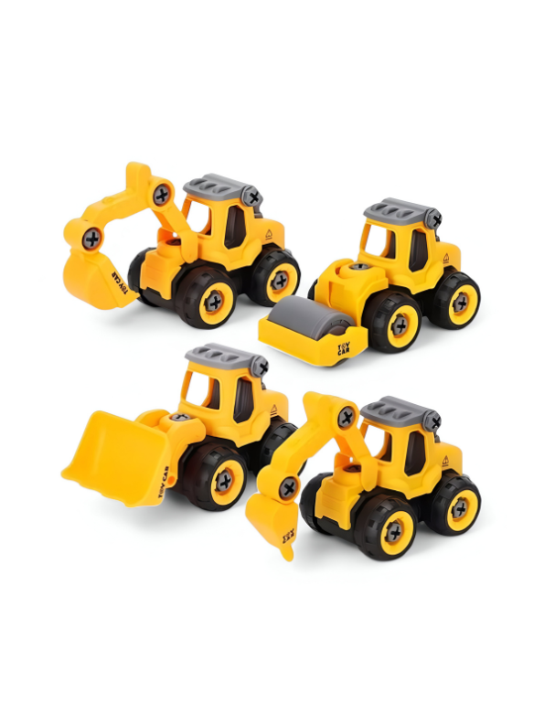 JCB Excavator Toy Set for Kids – Inspired Pack of 4 Construction Vehicles with Screwdriver – Build & Play Trucks for Boys & Girls LMI11185.