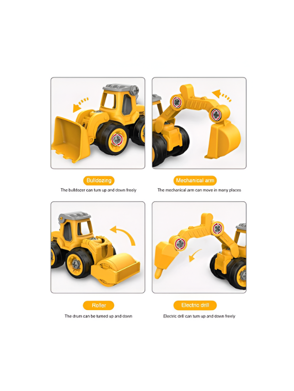 JCB Excavator Toy Set for Kids – Inspired Pack of 4 Construction Vehicles with Screwdriver – Build & Play Trucks for Boys & Girls LMI11185.