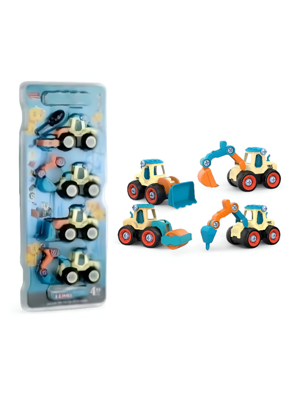 JCB Excavator Toy Set for Kids – Inspired Pack of 4 Construction Vehicles with Screwdriver – Build & Play Trucks for Boys & Girls LMI11185.