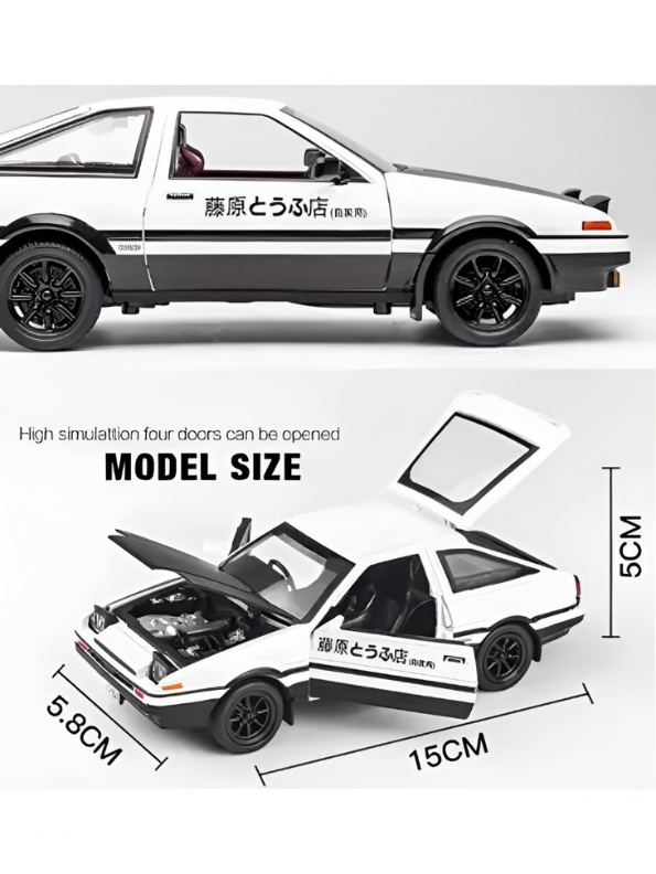 Toyota AE86 Trueno Diecast Car Model – Alloy Pull Back Japan Sports Car Toy for Kids | Tokyo Drift Racer Scale 1:30 TV5809.
