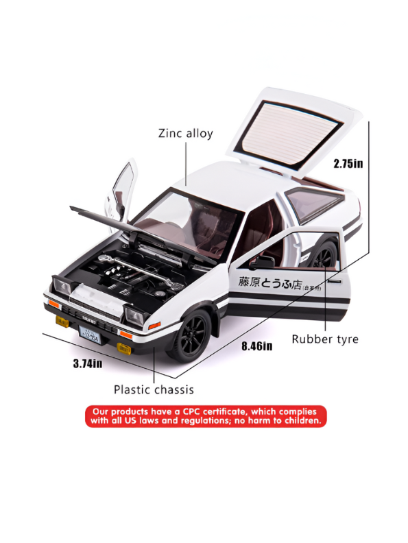 Toyota AE86 Trueno Diecast Car Model – Alloy Pull Back Japan Sports Car Toy for Kids | Tokyo Drift Racer Scale 1:30 TV5809.