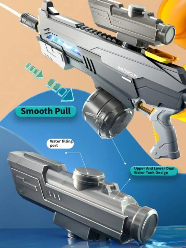 Silver Phantom - StormJet X1 Electric Water Gun – LED Light-Up, Auto Suction, Long-Range Squirt Gun