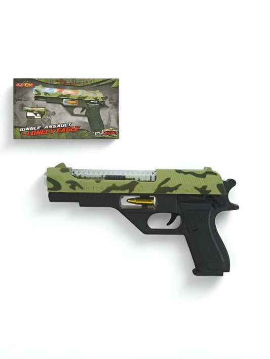 Jungle Assault Lonely Eagle – Lonely Eagle Camo Pistol Toy Gun for Kids | Flashing Lights & Sounds | Army Role Play Toy Gun LMI15085.