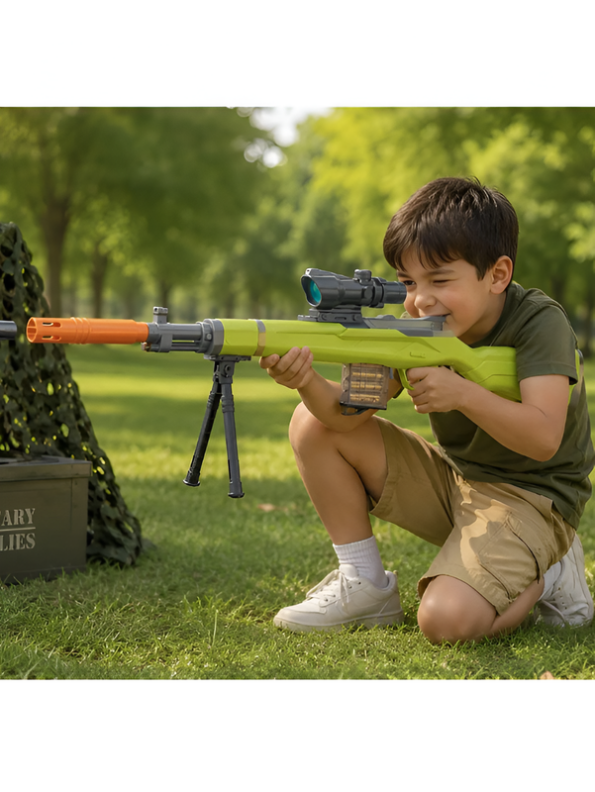 Kar98K Sniper Rifle Toy Gun – 16-32m Range Soft Bullet Blaster with Shell Ejection LMI13840