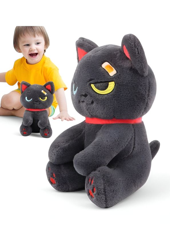 Grey - KawaiiCat Plush Doll – Soft Stuffed Animal Toy & Cute Home Decoration 8 inch - MS14523.