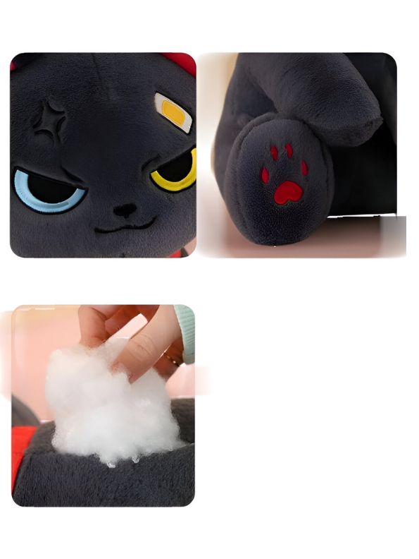 Black - KawaiiCat Plush Doll – Soft Stuffed Animal Toy & Cute Home Decoration 8 inch - MS14523.