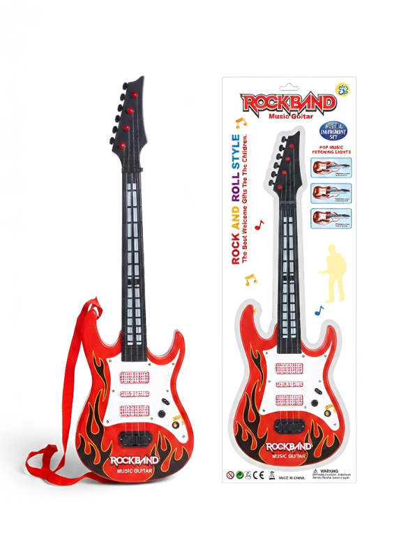 Kids Electric Rock Guitar Toy with LED Flashing Lights and Music - Interactive Educational Musical Instrument for Boys and Girls LMI3193