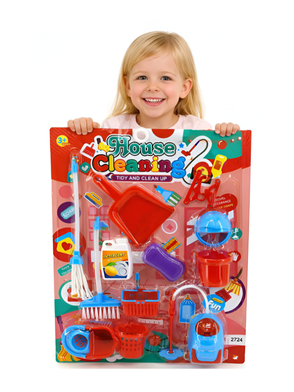 Kids House Cleaning Play Set – Pretend Play Housekeeping & Sweeping Toys with Broom, Mop, Dustpan, Bucket & Vacuum for Toddlers (Ages 3+) LMI16087