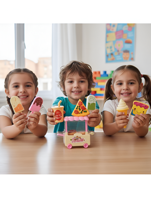 Kids Pretend Play Mini Sweet Cart & Fast Food Toy Playset LMI7427