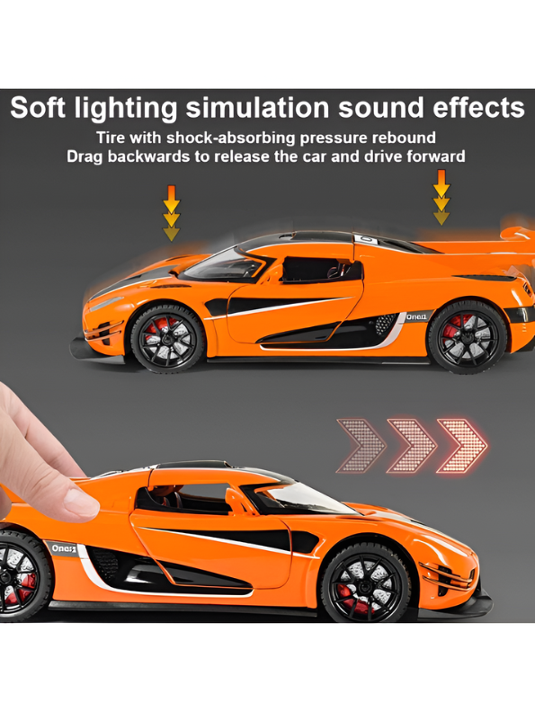 Koenigsegg Agera RS 1:32 Scale Diecast Metal Model Car | Authentic Detail Hypercar Replica with Opening Doors & Hood | Premium Collectible Toy Orange LMI16110