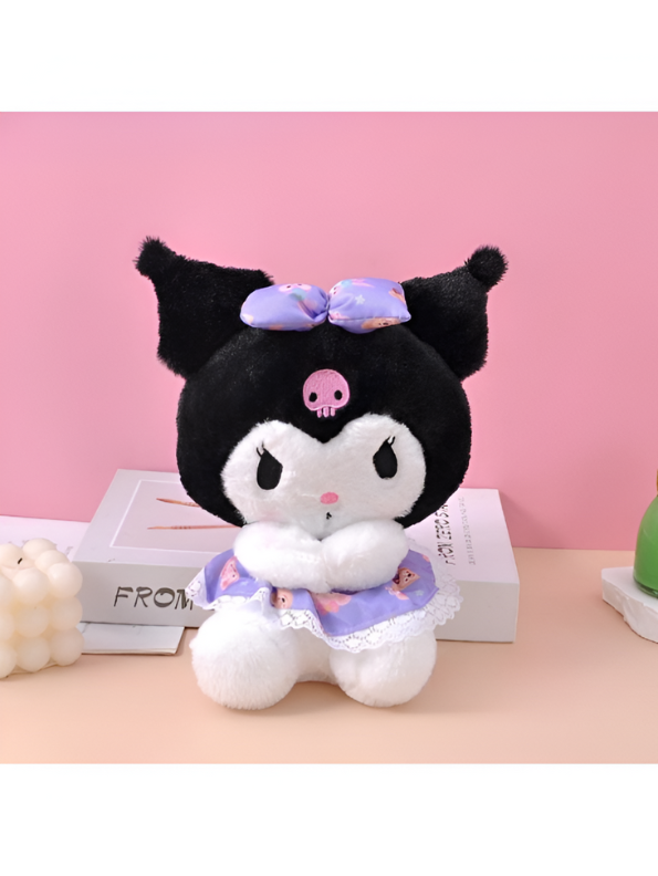 Kuromi Frock Star Plushie with Bow – 8 Inch Sanrio Collectible Soft Plush Toy Kids LMI11445.