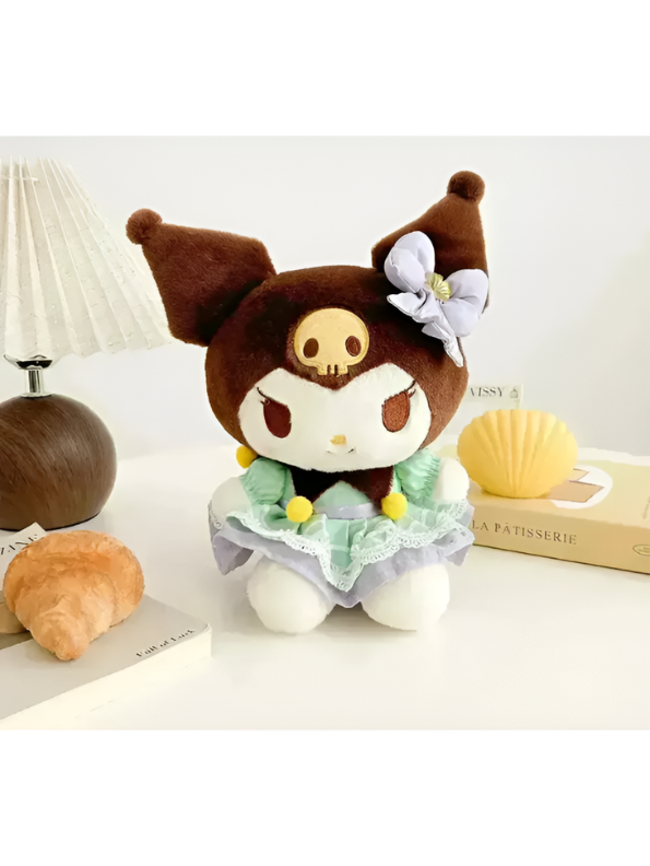 Kuromi Plush Toy 30cm – Pastel Mint Green Lolita Dress Edition | Cute Sanrio Soft Stuffed Doll ST15976.