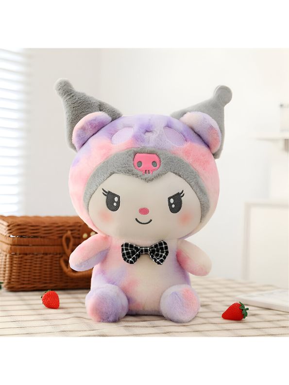 Kuromi Plush Toy 10 Inch – Tie Dye Kawaii Sanrio Stuffed Animal, Pastel Purple & Pink Plushie with Black Bow, Soft Collectible Doll for Kids & Fans ST11479