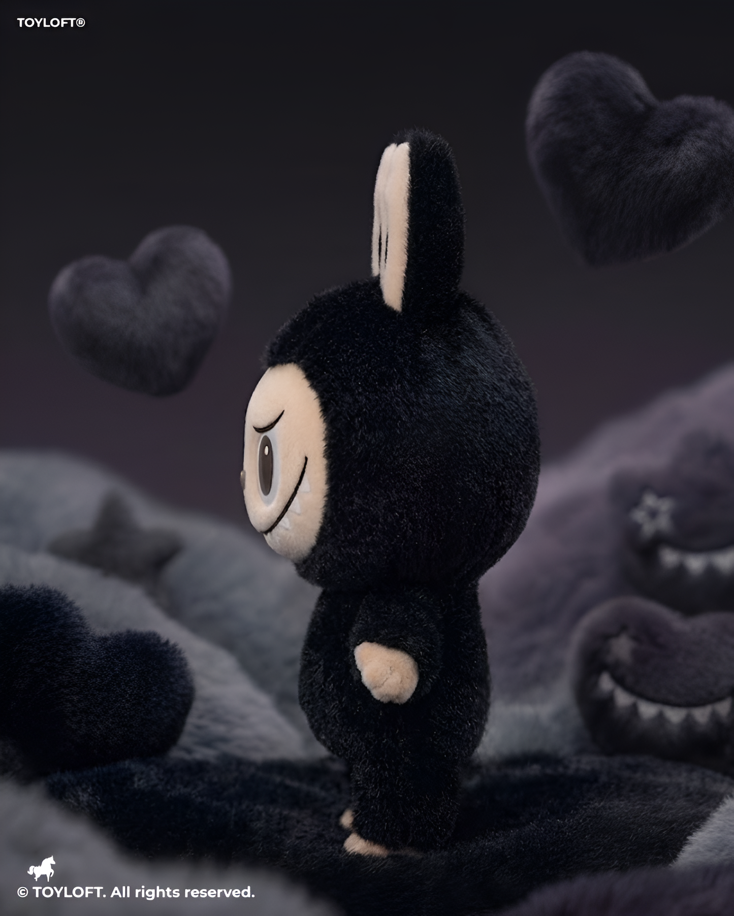 Labubu Character Plush Toy, 7-Inch Soft Stuffed Doll, Black Collectible Figure ST16650