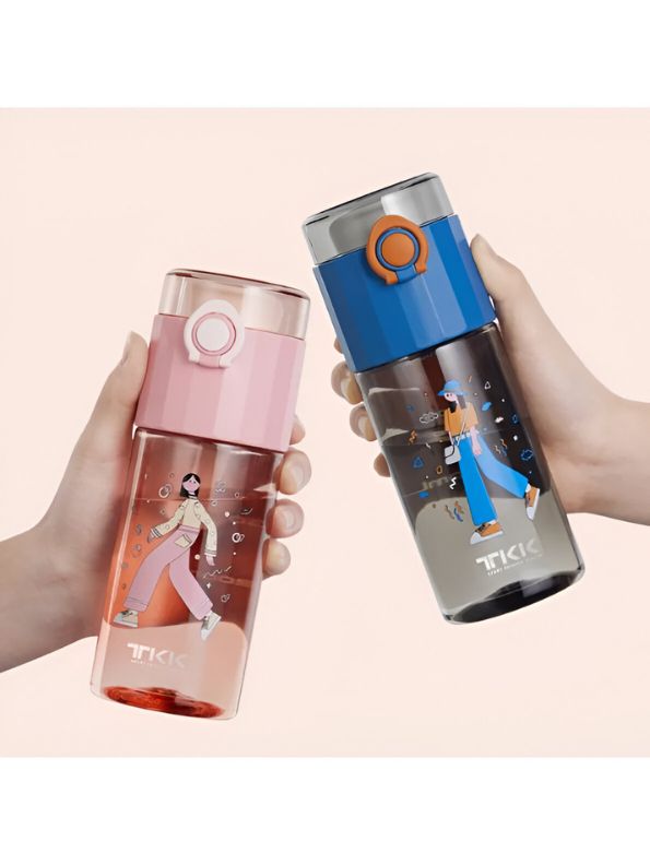 Pink - Lady Print Water Bottle – 500ml Feminine Design Water Bottle for Girls | Durable, Cute & Leak-Proof NOV3300.