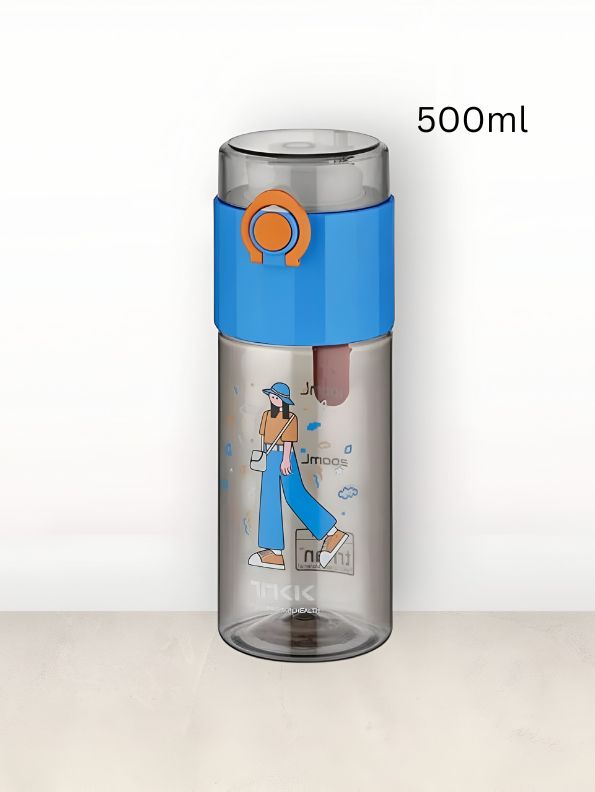 Blue - Lady Print Water Bottle – 500ml Feminine Design Water Bottle for Girls | Durable, Cute & Leak-Proof NOV3300.