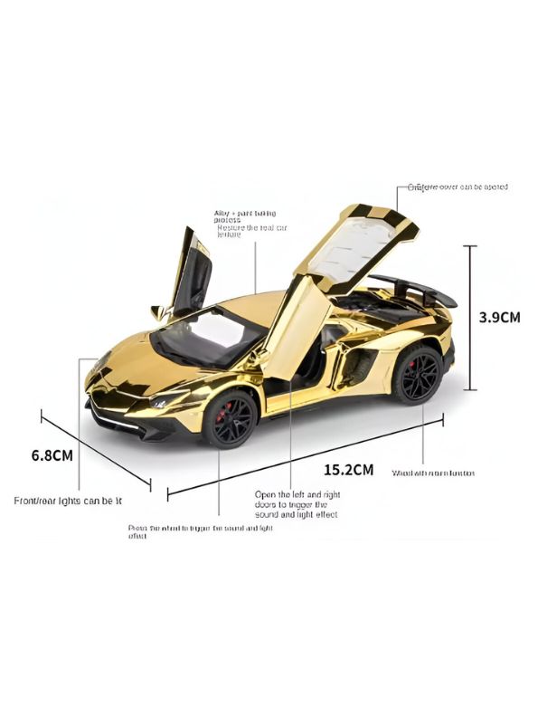 Gold - Lamborghini Centenario – Diecast Model Car Premium Collectible Toy Scale - 1:32 – Acrylic Display Case .