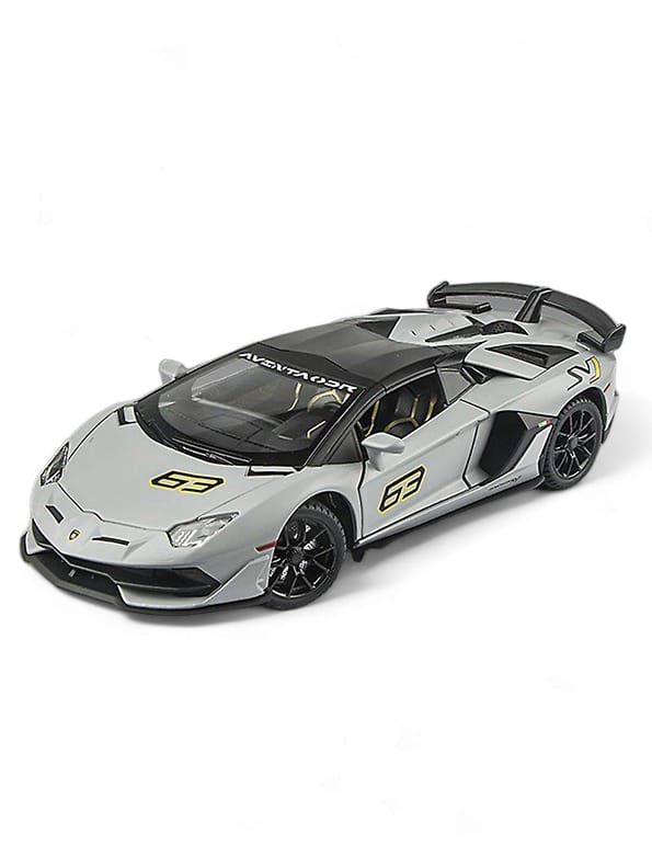 Lamborghini Aventador SVJ 63 Metal Model Diecast Car Scale 1 24 Grey S Toyloft