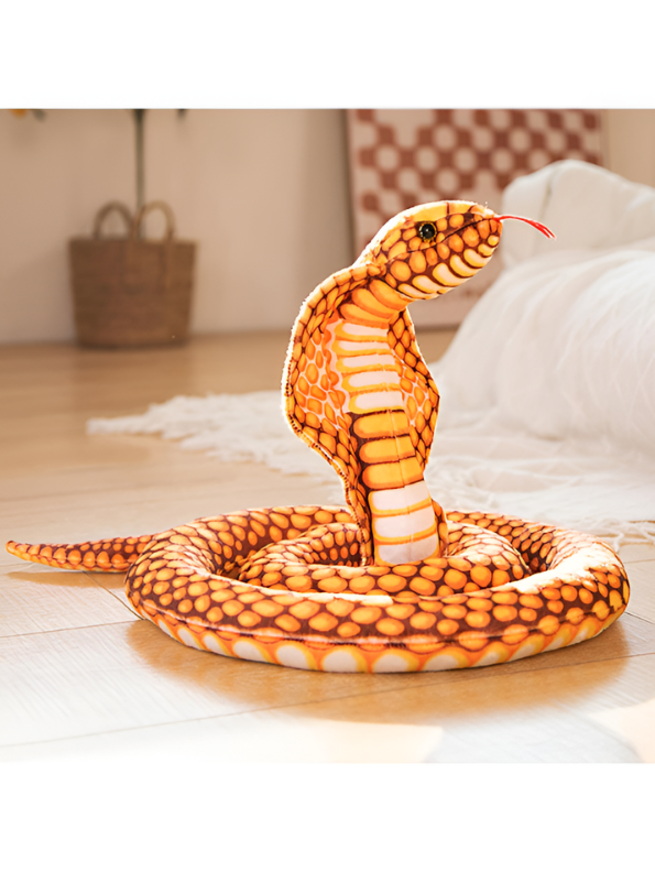 Large King Cobra Plush Toy 125 cm – Realistic Coiled Snake Stuffed Animal Orange ST14994.