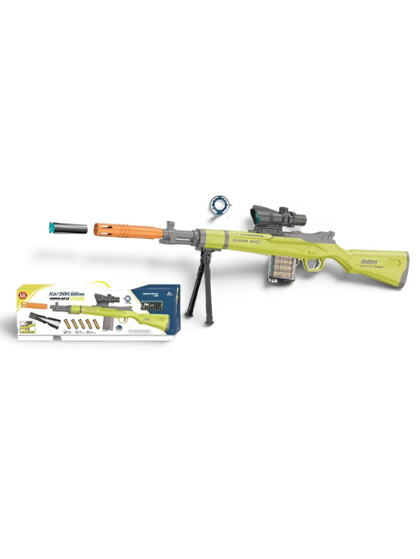 Lime Green Kar98K Toy Sniper Rifle with Adjustable Scope & Bipod LMI13840.