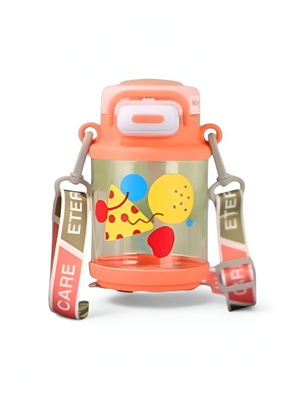 Orange - LittleSip – 700ml Kids Straw Water Bottle with Strap | Adorable Leakproof Design for School & Travel NOV6326.