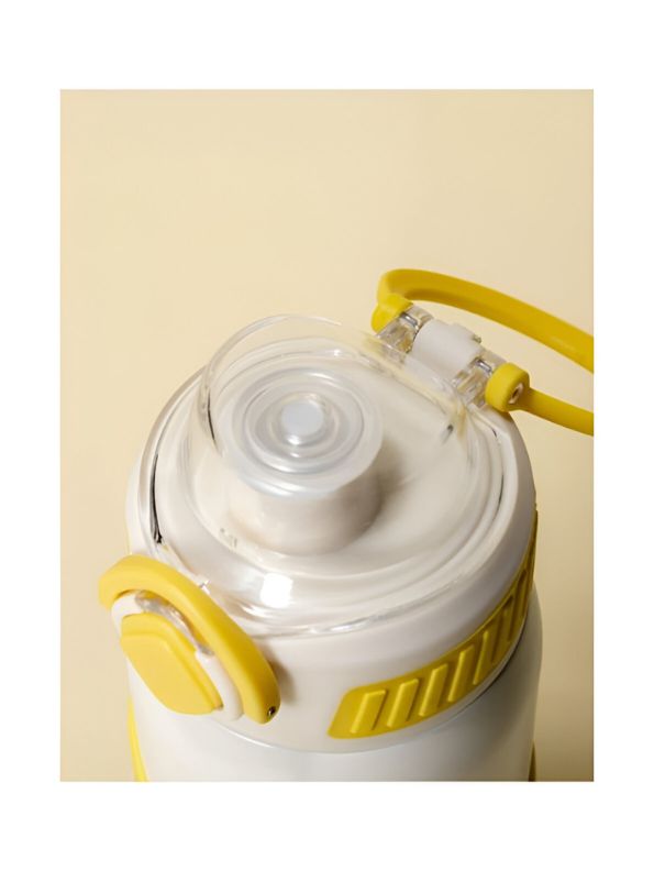 Yellow - LittleSip – 500ml Stainless Steel Push Bottle for Youngsters – Leak-Proof & BPA-Free, Perfect for School & Play NOV5234.