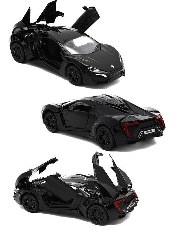 Lykan Racing Metal Model Diecast Car - Black - Scale 1:32 - Toyloft
