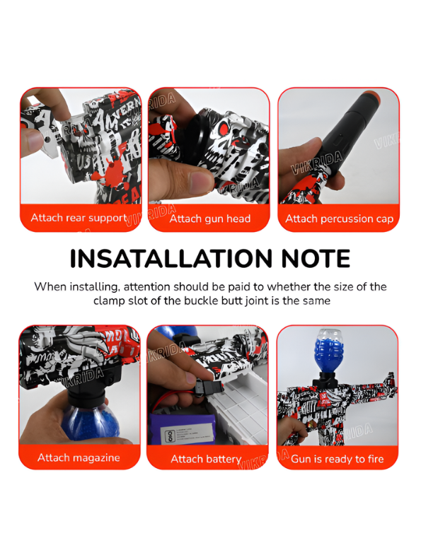 MP5 Electric Gel Ball Blaster Gun – Dual Mode Splatter Gun with Graffiti Finish, Silencer, Goggles & Rechargeable Battery for Outdoor Games MD88