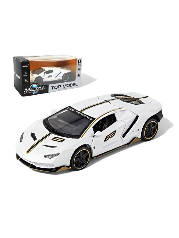 MUBCO Lamborghini Centenario 63 Diecast Car – Metal Pull Back Toy Car with Sound & Light Scale 1:32.