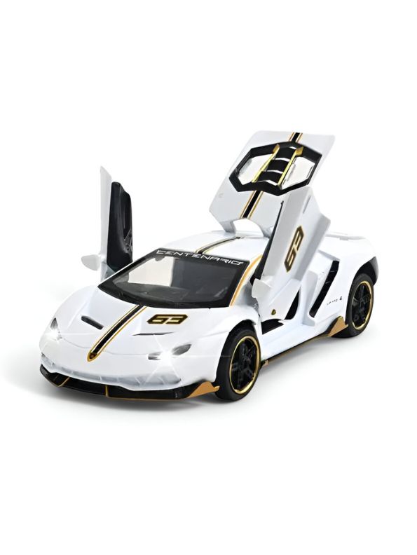 MUBCO Lamborghini Centenario 63 Diecast Car – Metal Pull Back Toy Car with Sound & Light Scale 1:32.