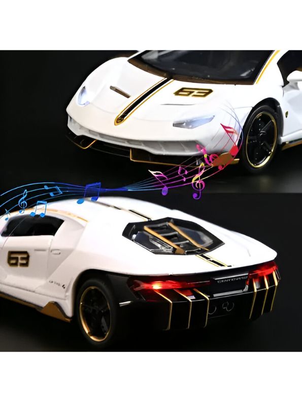 MUBCO Lamborghini Centenario 63 Diecast Car – Metal Pull Back Toy Car with Sound & Light Scale 1:32.
