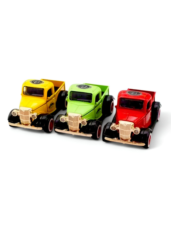 Red - MY66 Classic Truck Diecast Model Car – Retro Alloy Metal Toy with Pull Back Action & Sound | Collector’s Vintage Style Vehicle.