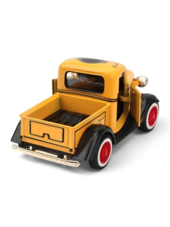Yellow - MY66 Classic Truck Diecast Model Car – Retro Alloy Metal Toy with Pull Back Action & Sound | Collector’s Vintage Style Vehicle.