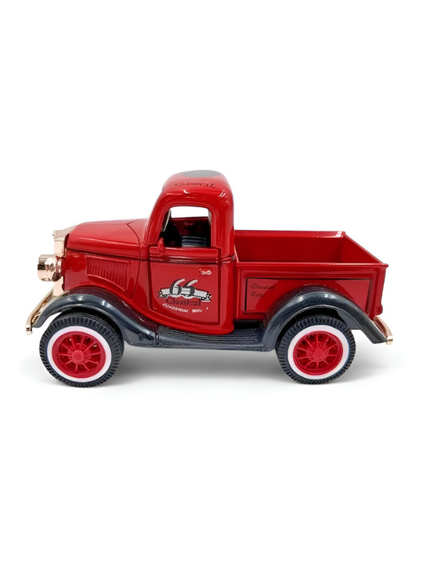 Red - MY66 Classic Truck Diecast Model Car – Retro Alloy Metal Toy with Pull Back Action & Sound | Collector’s Vintage Style Vehicle.
