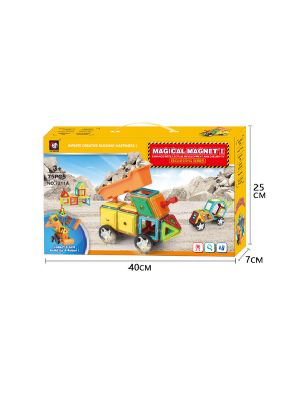 Magical Magnet Tiles Building Blocks Set - Construction Vehicles & Castle Educational STEM Toy TV1714.