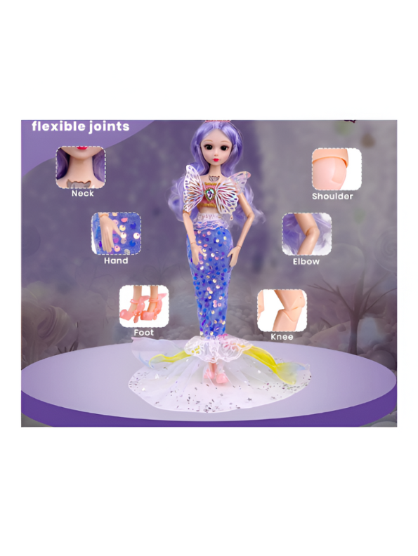 Lavender - Mariah Mermaid Princess Doll with Butterfly Wings |Barbie Inspired Magical Fashion Toy with Glittering Dress | Perfect Role Play Gift for Girls LMI13133.