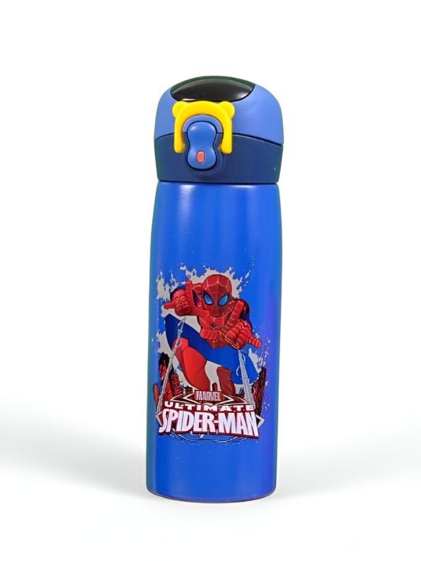 DarkSpider - Marvel Avengers Stainless Steel Water Bottle 450ml – Push Button Sipper for Kids | Leakproof & BPA-Free NOV8419.